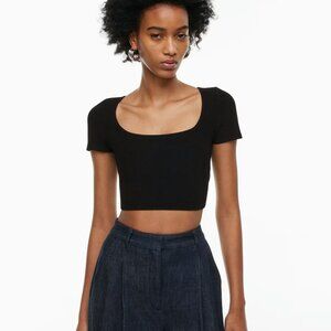 Aritzia Babaton Sculpt Knit Squareneck Top | Black | Size Small | NWT